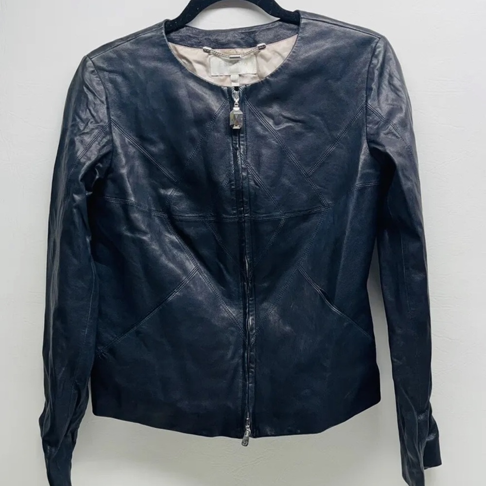 escada womens leather jacket size 38 black